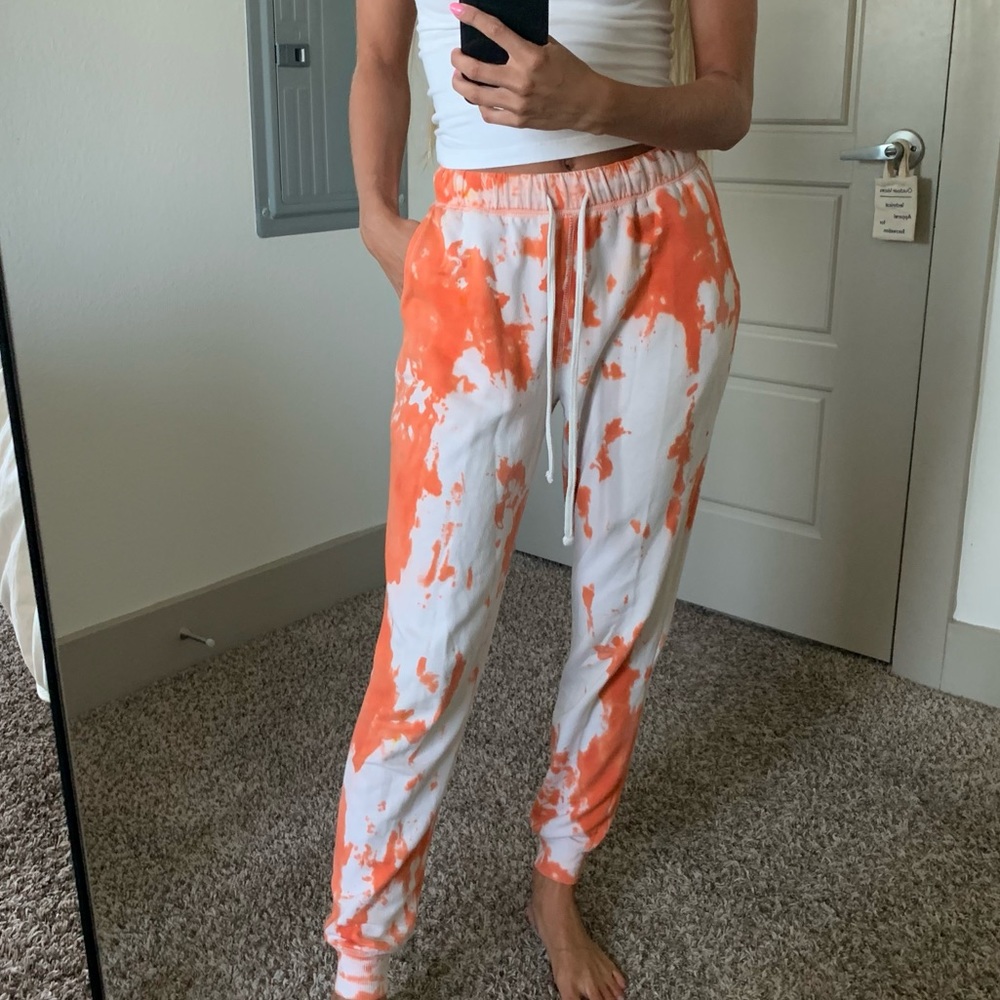 Orange and White Tie Dye Joggers